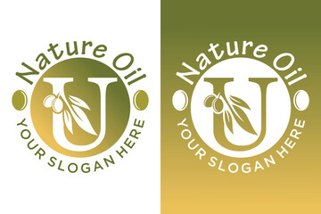 nature olive design with letter u modern concept