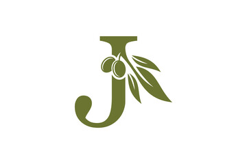 olive oil design with letter j concept