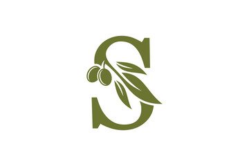 olive oil design with letter s concept