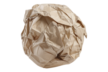 Crumpled ball paper old isolated on transparent background