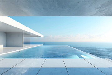 Fototapeta premium Modern buildings by the lake. Empty architectural background.