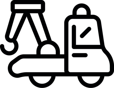 recommend clip art: Simplified tow truck vector illustration, great for icons or signage in black stroke outline style