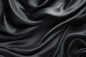 Obraz premium Processed collage of smooth elegant wavy deep black silk cloth fabric material texture. Background