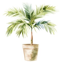 Obraz premium green palm tree in a pot painting