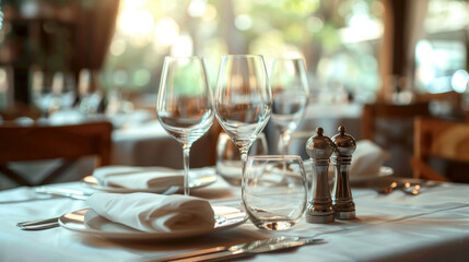 Place setting in expensive restaurant
