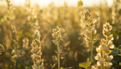 Blooming Beauty: Capturing Agricultural Soy Flowers in the Field at 7:4 Aspect Ratio