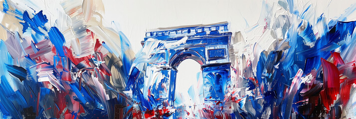 Abstract expressionist painting depicting the Arc de Triomphe