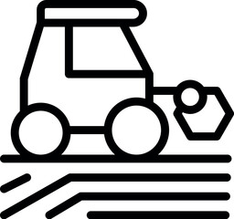 Black line icon of a dump truck, representing construction and industrial work