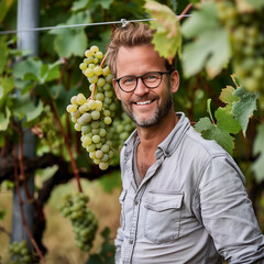 Obraz premium man with grapes