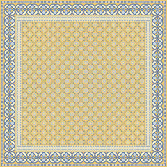 Hijab scarf flower abstract pattern.Ethnic geometric ornament with frame motif border hijab pattern.Design for fabric,print,scarves,shawl,kerchief,bandana,clothing,pareo,pillows,tablecloth,decoration.