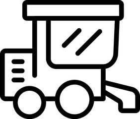 Simple black and white line art illustration of a locomotive train engine icon © ylivdesign