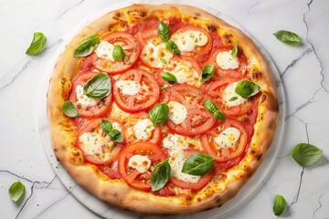 pizza Napoletana, traditional Italian pizza Margherita on white background