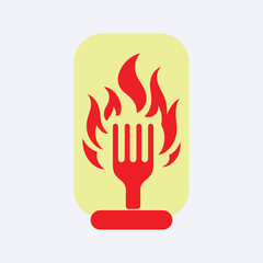 standing fork with fire illustration, creative design spirit illustration