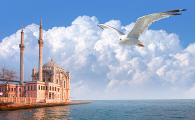 Ortakoy mosque with Bosphorus  - Istanbul, Turkey  