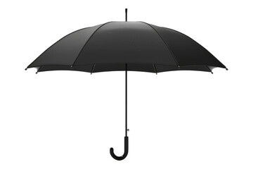Open black umbrella isolated on transparent background