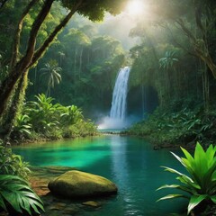 Jungle water hole- AI GENERATED 