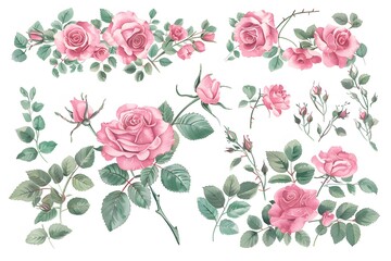 pink roses in pretty frames

