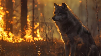 Wolves and Wildfires in the Forest

