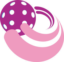 Pickleball game logo with a ball on a white background. Background excluded