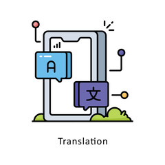 Translation filled outline Design illustration. Symbol on White background EPS 10 File