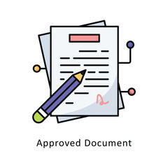 Approved Document  outline filledDesign illustration. Symbol on White background EPS 10 File