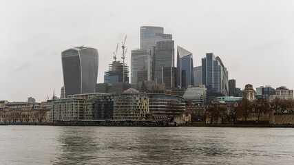 Obraz premium London Skyscrapers, London office buildings view by Thames River
