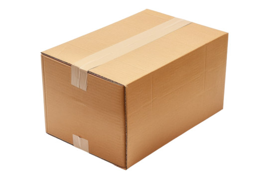 Rectangular cardboard box isolated on transparent background