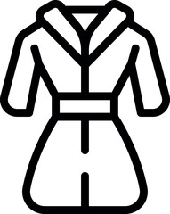 Simple black line art illustration of a bathrobe icon suitable for various design uses