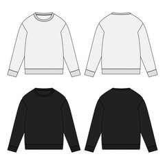 Technical drawing Long sleeve sweatshirt vector illustration template front and back views