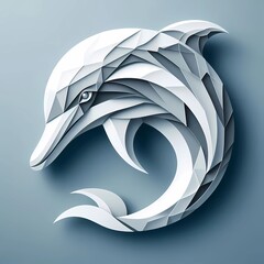 striking representation of an dolphin, crafted in a paper art style 