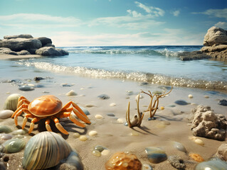 Obraz premium Beautiful beach. Chairs on the sandy beach near the sea. Summer holiday and vacation concept for tourism. Inspirational tropical landscape