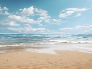 Fototapeta premium Beautiful beach. Chairs on the sandy beach near the sea. Summer holiday and vacation concept for tourism. Inspirational tropical landscape