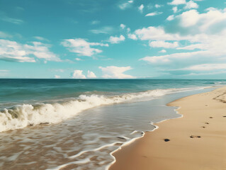 Beautiful beach. Chairs on the sandy beach near the sea. Summer holiday and vacation concept for tourism. Inspirational tropical landscape