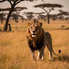 Fototapeta premium lion in the grass