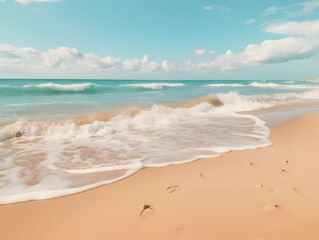 Beautiful beach. Chairs on the sandy beach near the sea. Summer holiday and vacation concept for tourism. Inspirational tropical landscape