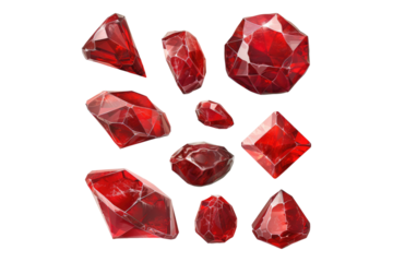Set of Ruby gem isolated on transparent background