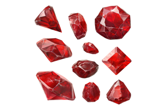 Set of Ruby gem isolated on transparent background