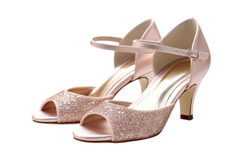 Elegant pink high heel sandals with glitter accents, showcasing chic and stylish footwear for special occasions and formal events.