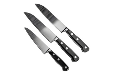 Sleek knife set isolated on transparent background