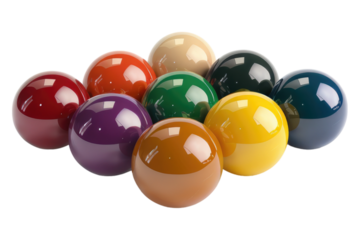 Snooker balls isolated on transparent background