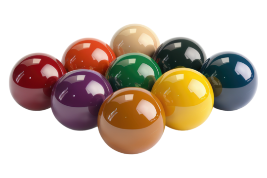 Snooker balls isolated on transparent background