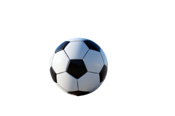 Isolated soccer ball on a plain background showcasing its black and white pattern, perfect for sports and recreational themes.