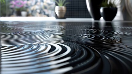 Obraz premium An elegant black tiled surface with a gentle swirl pattern, ideal for a sophisticated and understated look