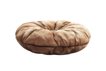 Soft, round brown cushion with a plush texture. Perfect for home decor or enhancing comfort in seating areas.
