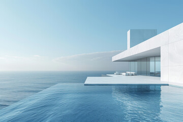 Obraz premium Modern buildings by the lake. Empty architectural background.