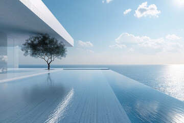 Modern buildings by the lake. Empty architectural background.