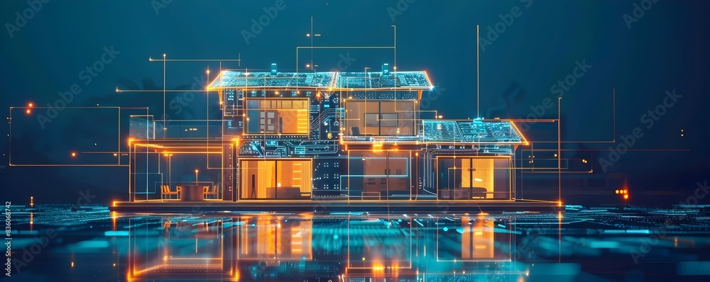 Poster sleek and efficient smart home with interconnected intelligent devices for seamless automation and c