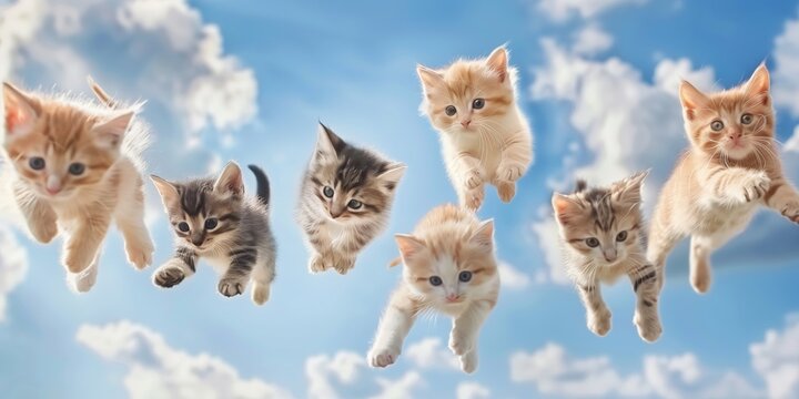 青空に浮かぶ愛らしい子猫達