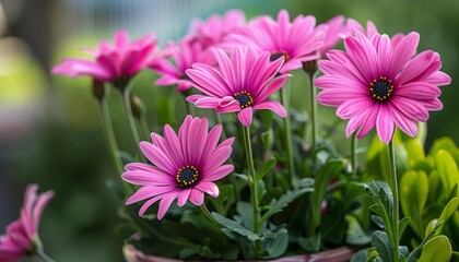 Obraz premium Pink Perfection: Stunning Flowers in a Pot