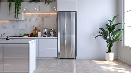 modern kitchen with fridge
